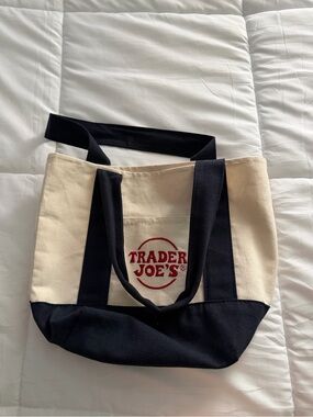 Trader Joe's Canvas Tote in Cream with Black Accents